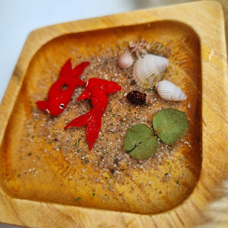 حوض ماهی رزینی ظرف چوبی