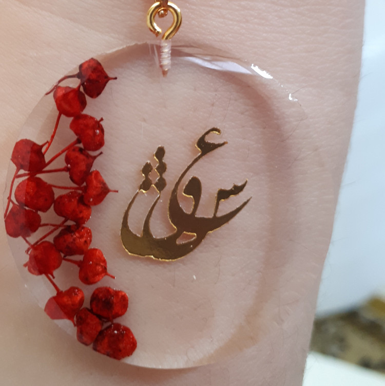 گردنبند عشق و گل طبیعی بدون فریم همراه زنجیر استیل رنگ ثابت